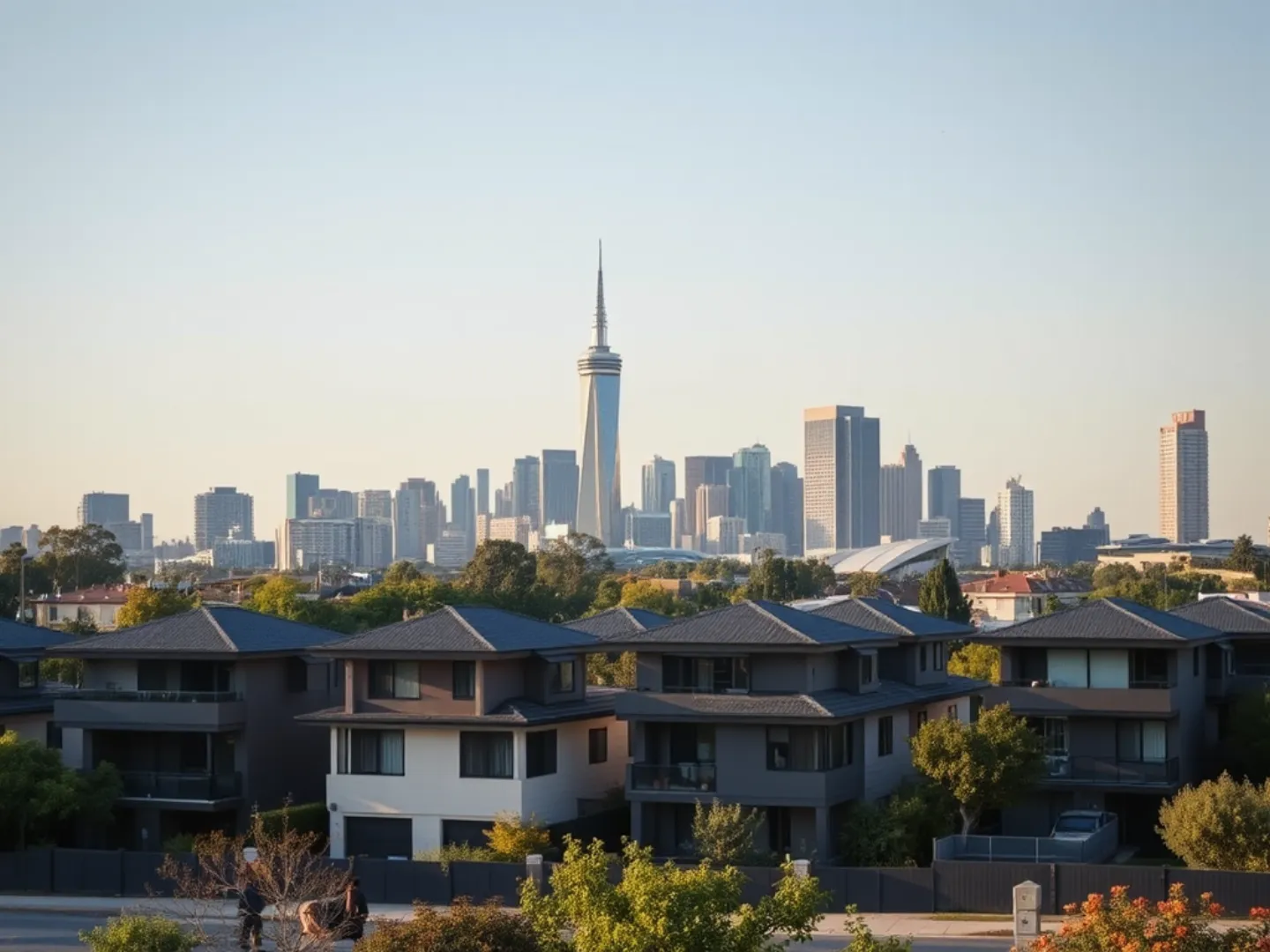 Melbourne skyline with modern homes, symbolizing urban knock down rebuild projects